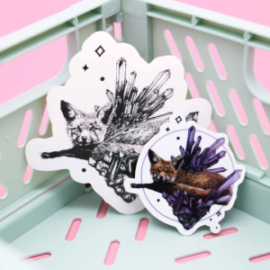 Stickers ‘Renard avec cristaux’ - ©vrdn